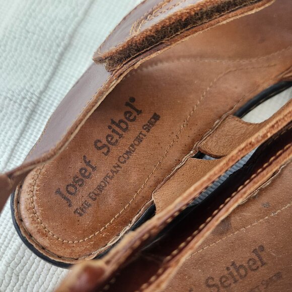 Josef Seibel Sandals Womens 39 /8  Slingback Strappy Brown Leather Open Toe - Picture 8 of 11